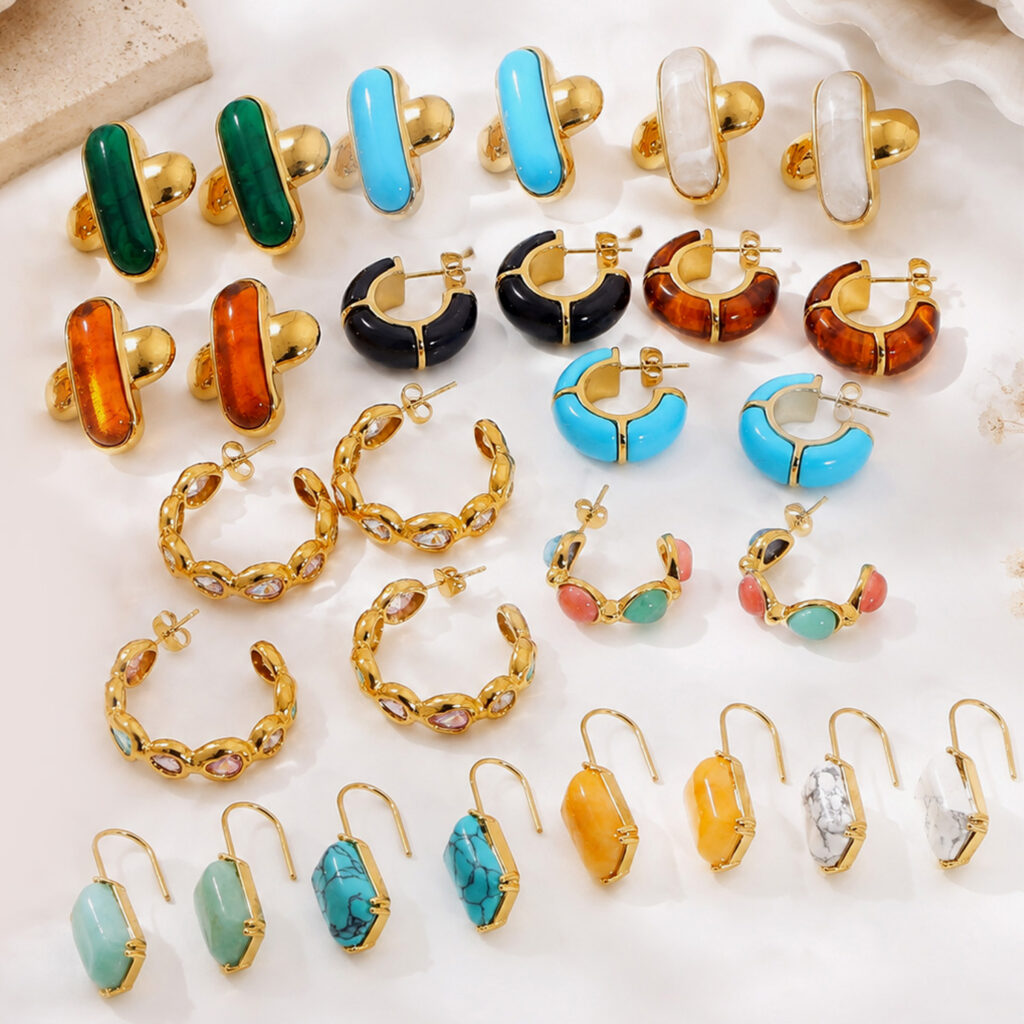 Gold tone stainless steel earrings